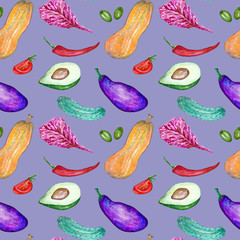 Vegetables pattern. Garden harvest seamless background