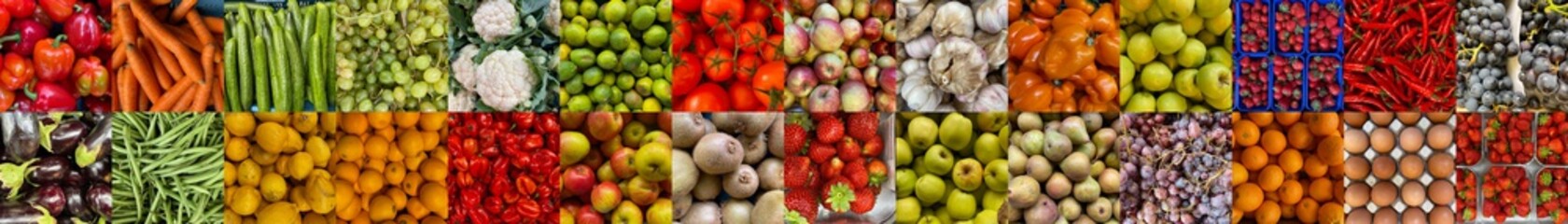 Lovely healthy vegetables and fruit together in a collage