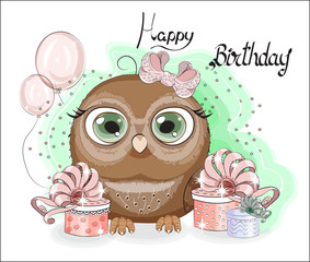 owl birthday card