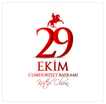 vector illustration 29 ekim Cumhuriyet Bayrami kutlu olsun, Republic Day Turkey. Translation: 29 october Republic Day Turkey and the National Day in Turkey happy holiday. graphic for design elements