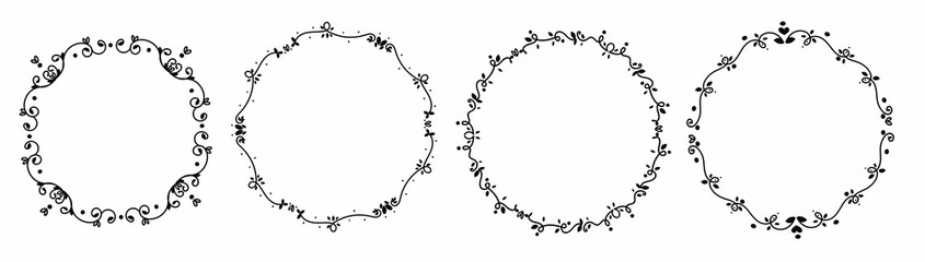 Set wreaht vector with flowers and leaves. Wreath ornaments illustration.