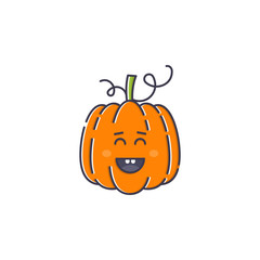 Halloween pumpkin line icon, outline vector sign