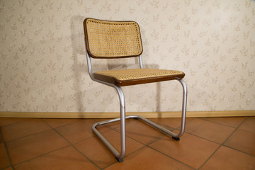 Steel, Bentwood and braid cantilever chair