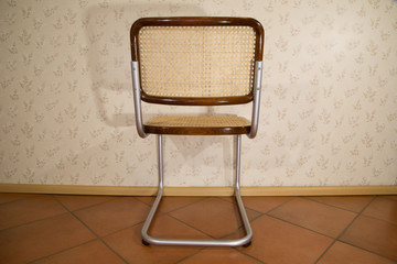 Steel, Bentwood and braid cantilever chair