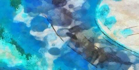 Abstract chaotic watercolor spots and lines on vintage paper. Artistic drawing texture background.