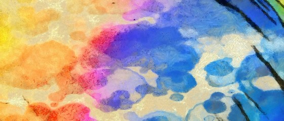 Fototapeta premium Abstract chaotic watercolor spots and lines on vintage paper. Artistic drawing texture background.