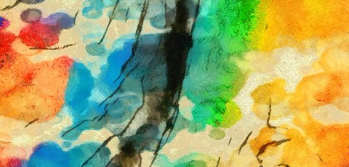 Abstract chaotic watercolor spots and lines on vintage paper. Artistic drawing texture background.