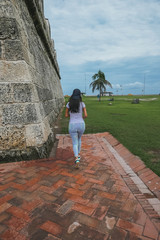 Fototapeta premium Girl running outdoors. Fitness concept