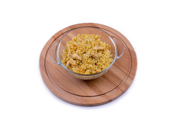 portion of bulgur with chicken