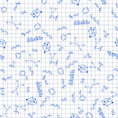 White abstract background - squared notebook with formulas.