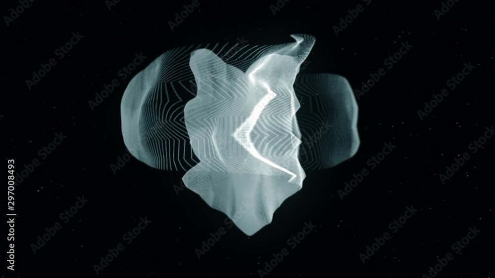 Poster abstract animation of plexus network from social like icon on black background with flowing white pa