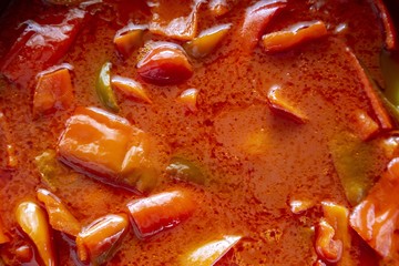 Food. Cooking Red Pepper Lecho.