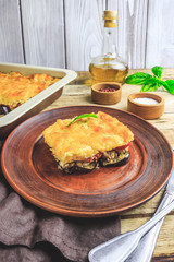 Delicious meat casserole with eggplant