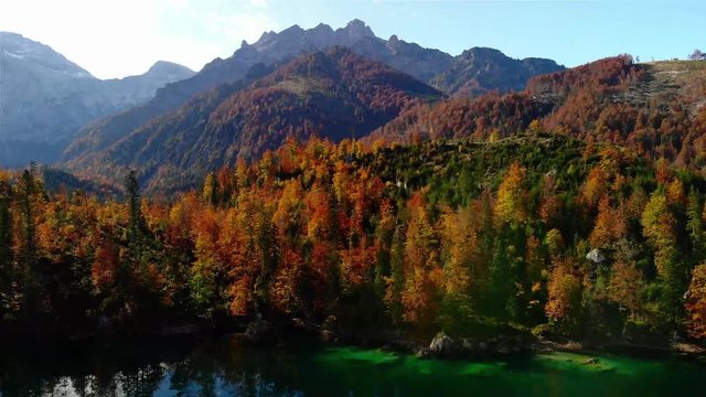 Landscape - Mountains and lakeside in autumn - Aerial View - &Ouml;dsee/Autria
