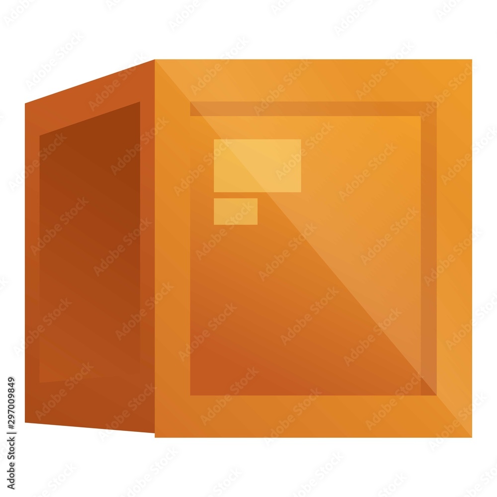 Poster cube parcel box icon. cartoon of cube parcel box vector icon for web design isolated on white backgr