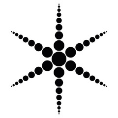 Simple black dotted snowflake. Vector icon. Christmas and winter theme