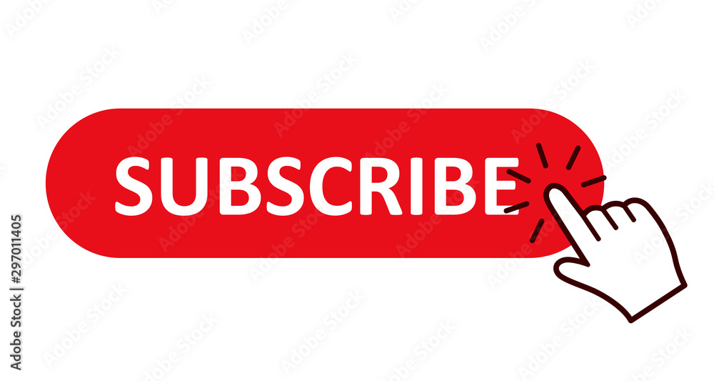 Poster Subscribe red button with hand cursor – stock vector