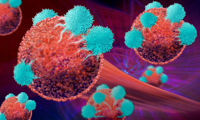 Fototapeta na wymiar Cancer cells being treated with immunotherapy