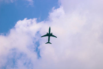 Plane flying in the clouds