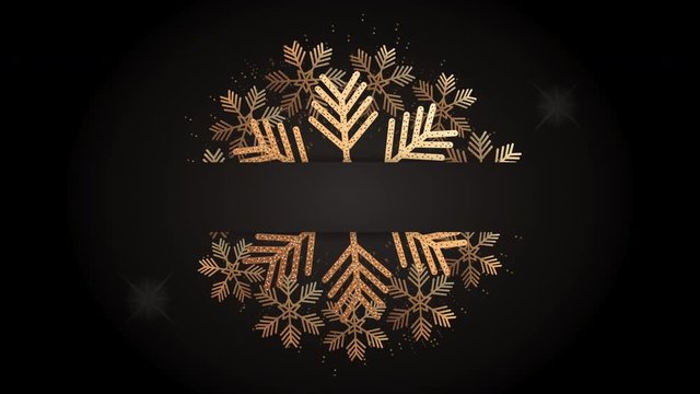 happy merry christmas animation with golden snowflake