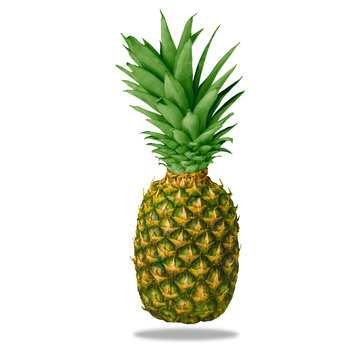 Clean and isolate pineapple on a white background as a resource. High-resolution image