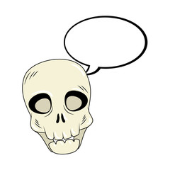 Obraz na płótnie Canvas skull dead halloween with speech bubble style pop art vector illustration design