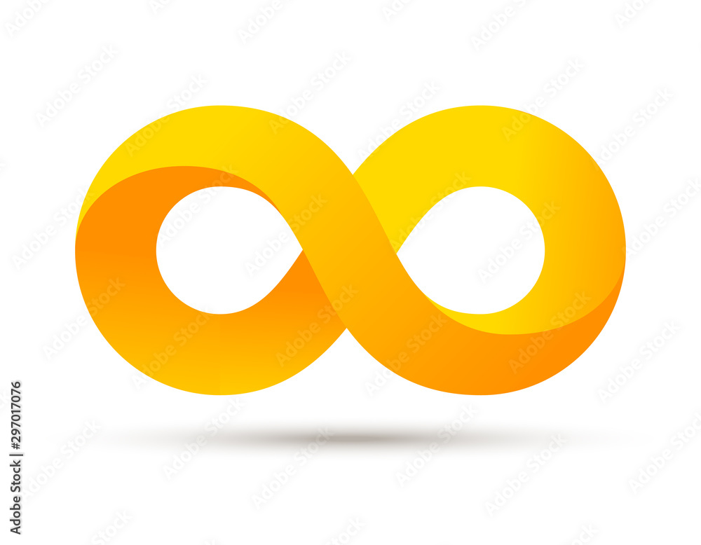 Poster infinity logo symbol vector sign. infinite loop icon endless eternity element