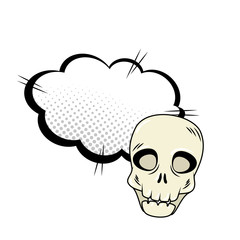 skull halloween with cloud style pop art vector illustration design