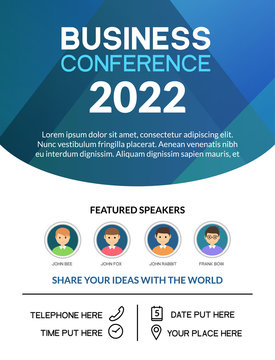 Business Conference Simple Template Invitation. Geometric Magazine Conference Or Poster Business Meeting Design Banner