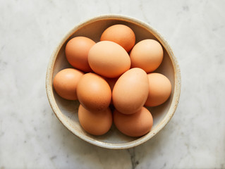Brown eggs in bowl