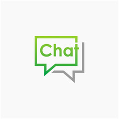 chat lettering with bubble concept. talk, speak, logo template. Chat vector logotype design template.  -vector