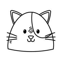 cute cat face cartoon icon thick line