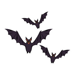 bats flying halloween style pop art vector illustration design