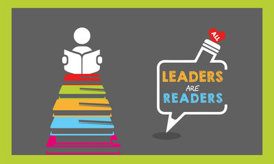 Leadership - leader - reading- readers - books - success - aknowledge- love - acknowledge -vector - board 