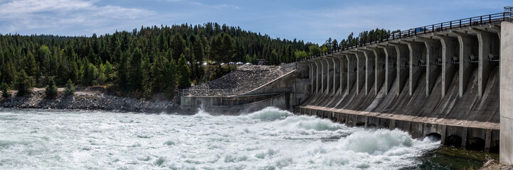 Panorama of Jackson Dam located in The Grand Teton National Park, USA