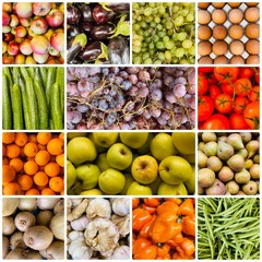 Lovely healthy vegetables and fruit together in a collage