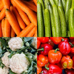 Lovely healthy vegetables and fruit together in a collage