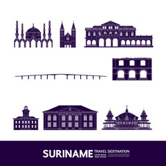 Suriname travel destination grand vector illustration.