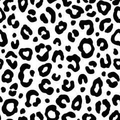 Behang Dierenhuid Zwart-wit luipaard naadloos patroon. Mode stijlvolle vector textuur.