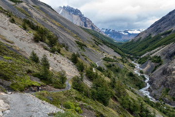 Hikers at Torres del Paine towers in Chile's most famous national park