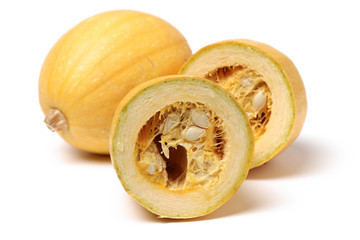 organic spaghetti squash Cucurbita pepo vegetable on white background