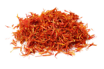 Dried safflower on white background