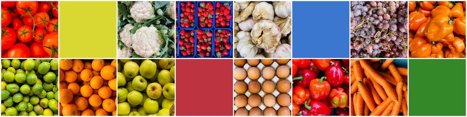 Lovely healthy vegetables and fruit together in a collage