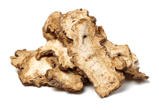 The root of angelica dahurica used in traditional Chinese medicine, on a white background