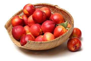 ripe peach on white background