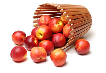 ripe peach on white background