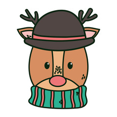reindeer with black hat and scarf merry christmas