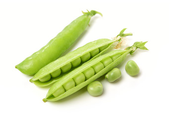 Fresh peas isolated on white background 