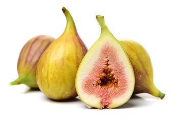 Ripe figs on a white background