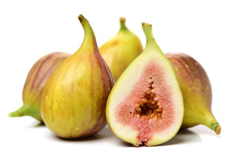 Ripe figs on a white background